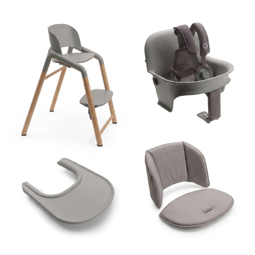 Giraffe High Chair Base with Baby Set, Tray & Pillow Bundle