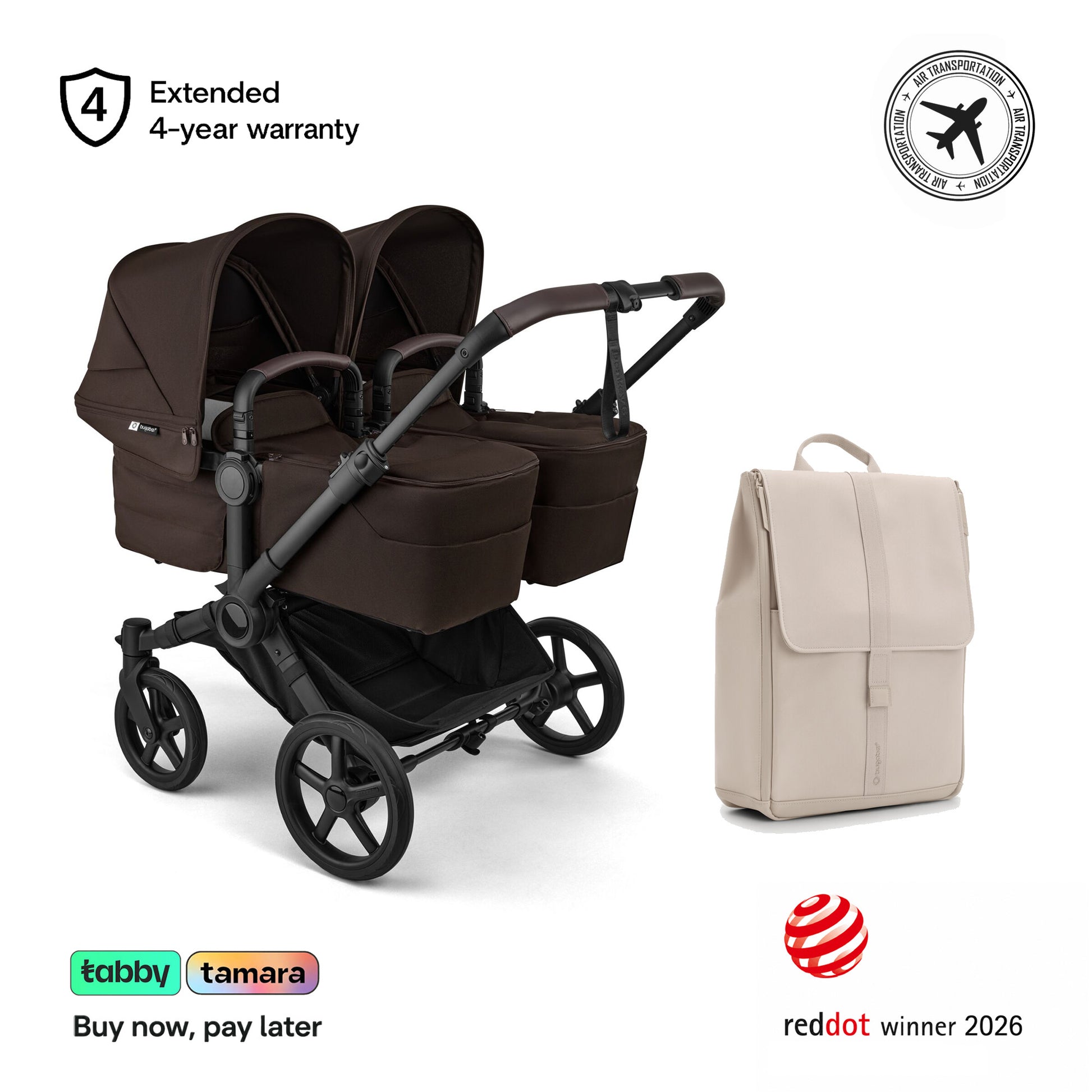 Donkey 6 Twin & Sibling Stroller & Changing Backpack Bundle
