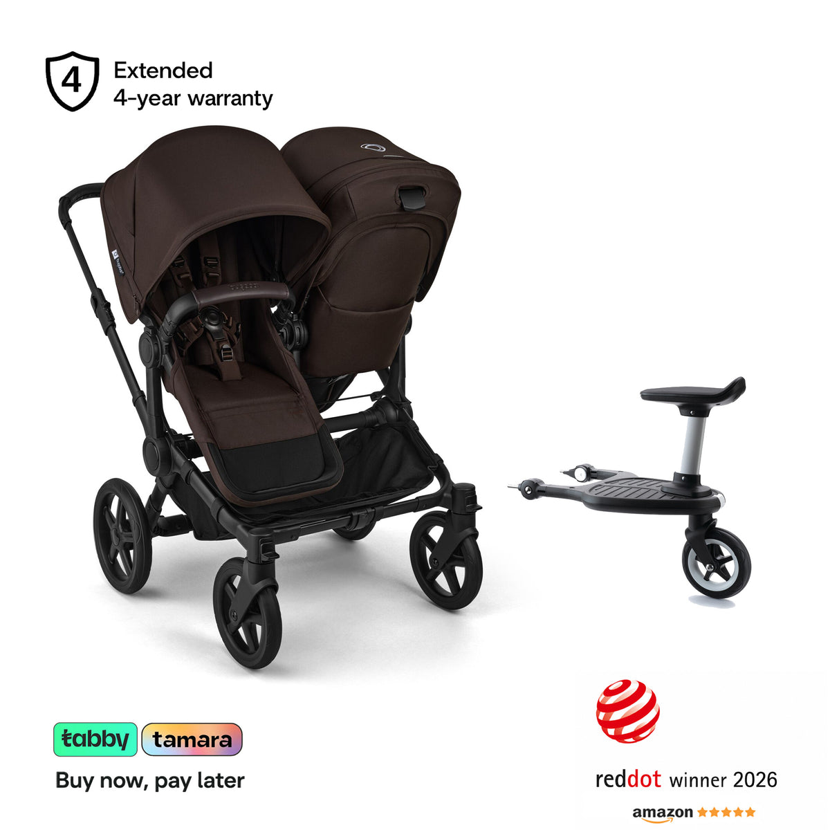 Donkey 6 Duo Sibling Stroller & Wheel Board Bundle