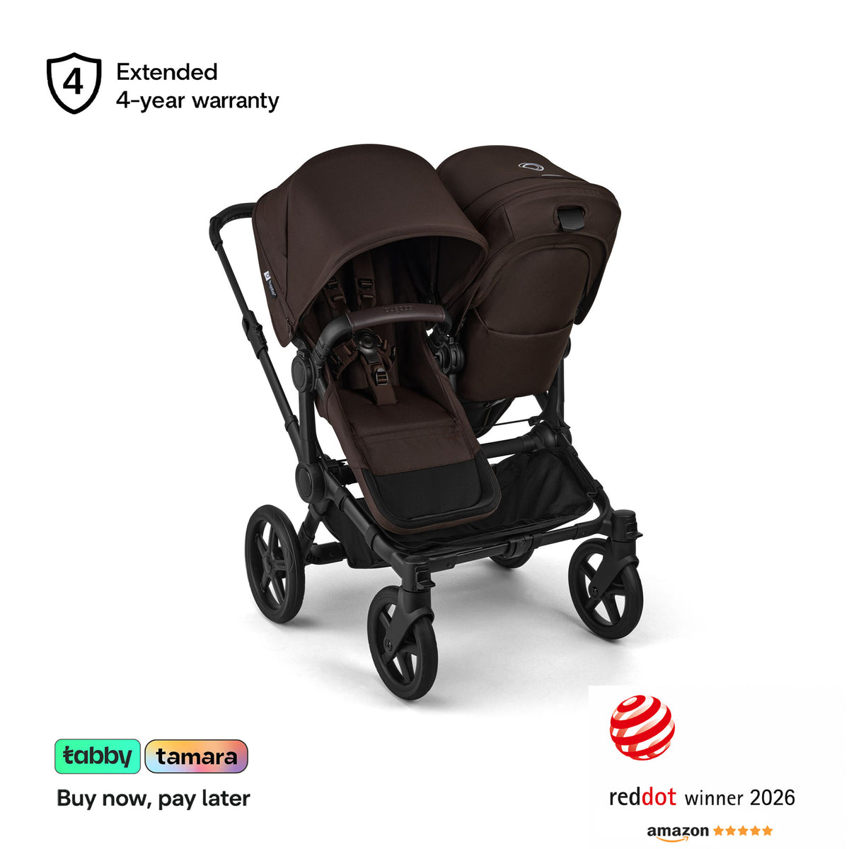 Donkey 6 Duo Sibling Stroller Bundle (1 Bassinet +2 Toddler Seats)