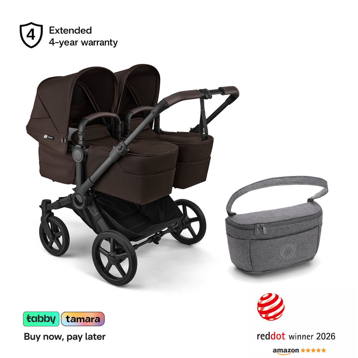 Donkey 6 Twin & Sibling Stroller & Grey Organizer Bundle