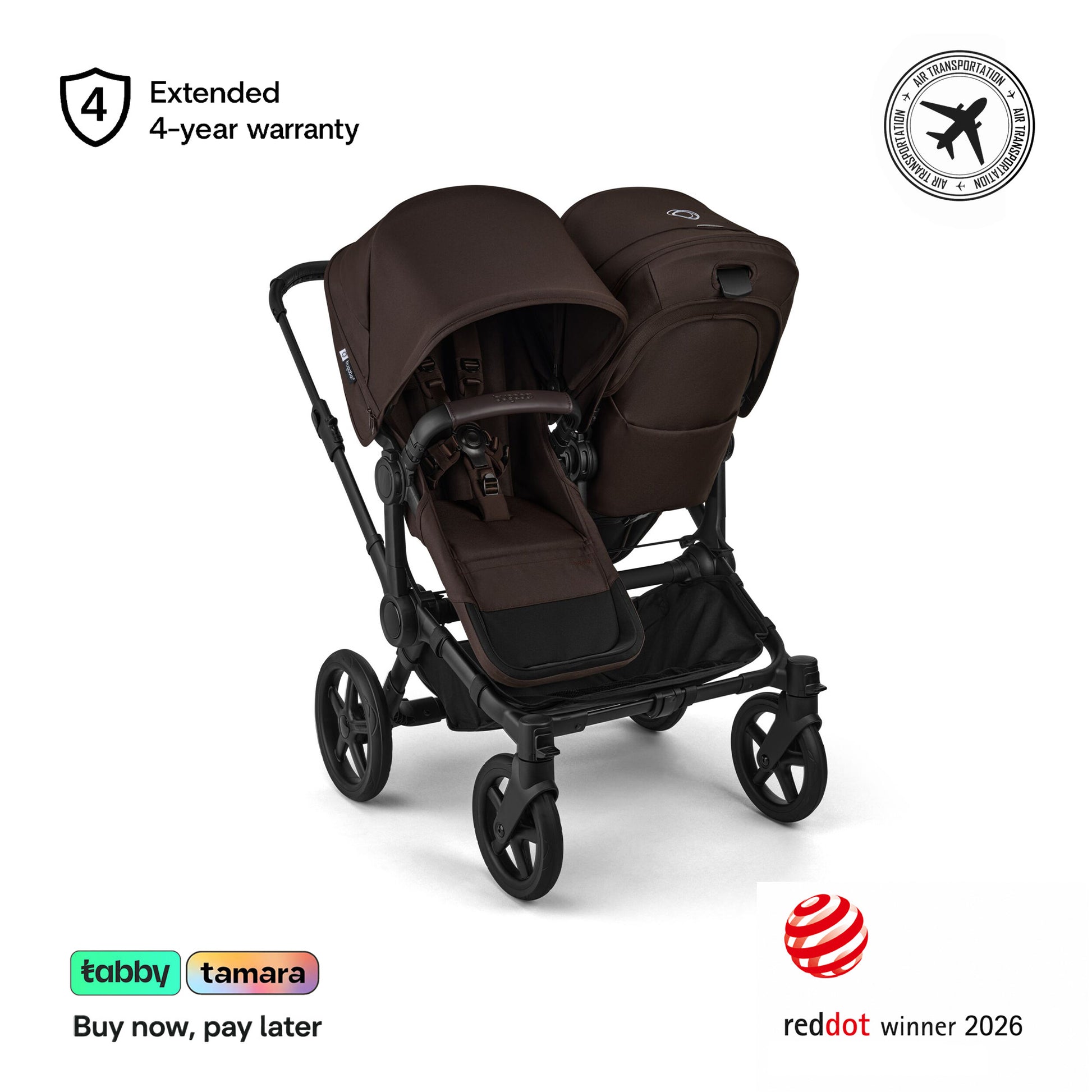 Donkey 6 Duo Sibling Stroller Bundle (1 Bassinet +2 Toddler Seats)