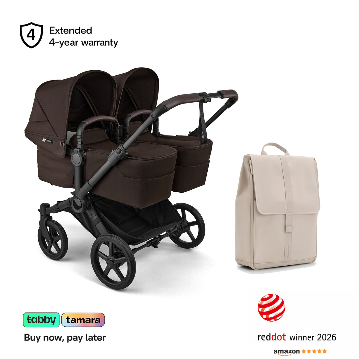 Donkey 6 Twin & Sibling Stroller & Changing Backpack Bundle