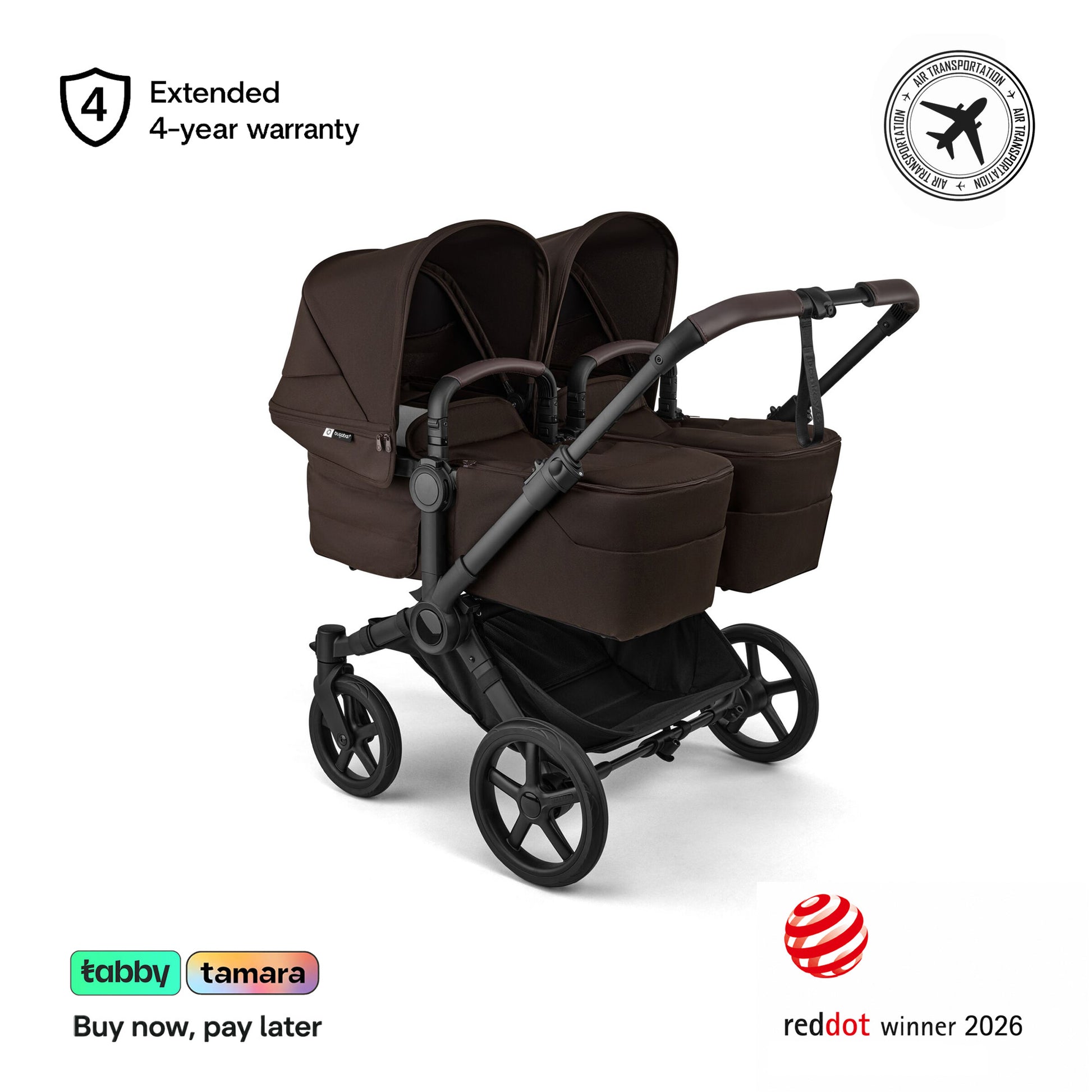 Donkey 6 Twin & Sibling Stroller Bundle (2 Bassinet + 2 Toddler Seats)