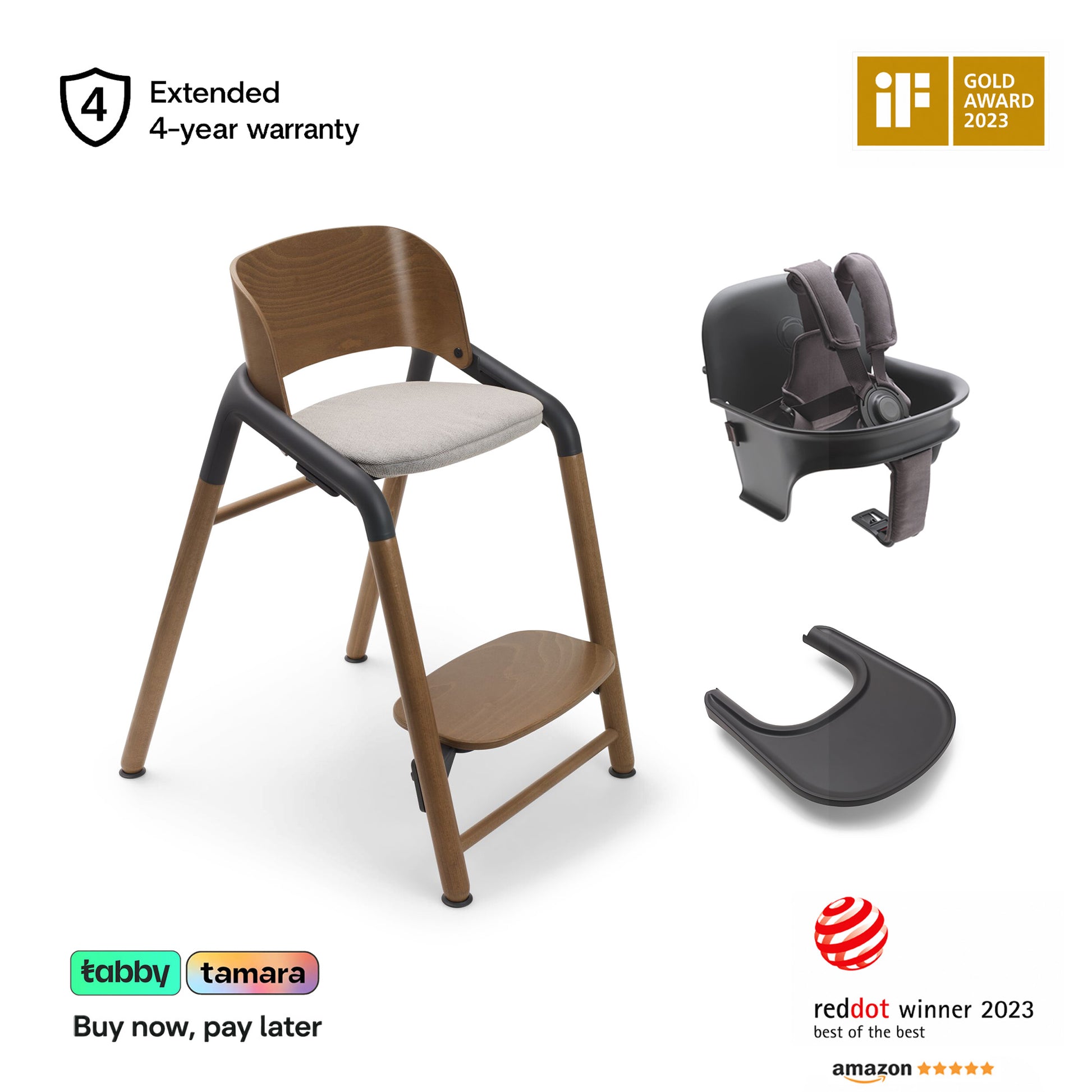 Giraffe High Chair Base with baby set & tray Bundle