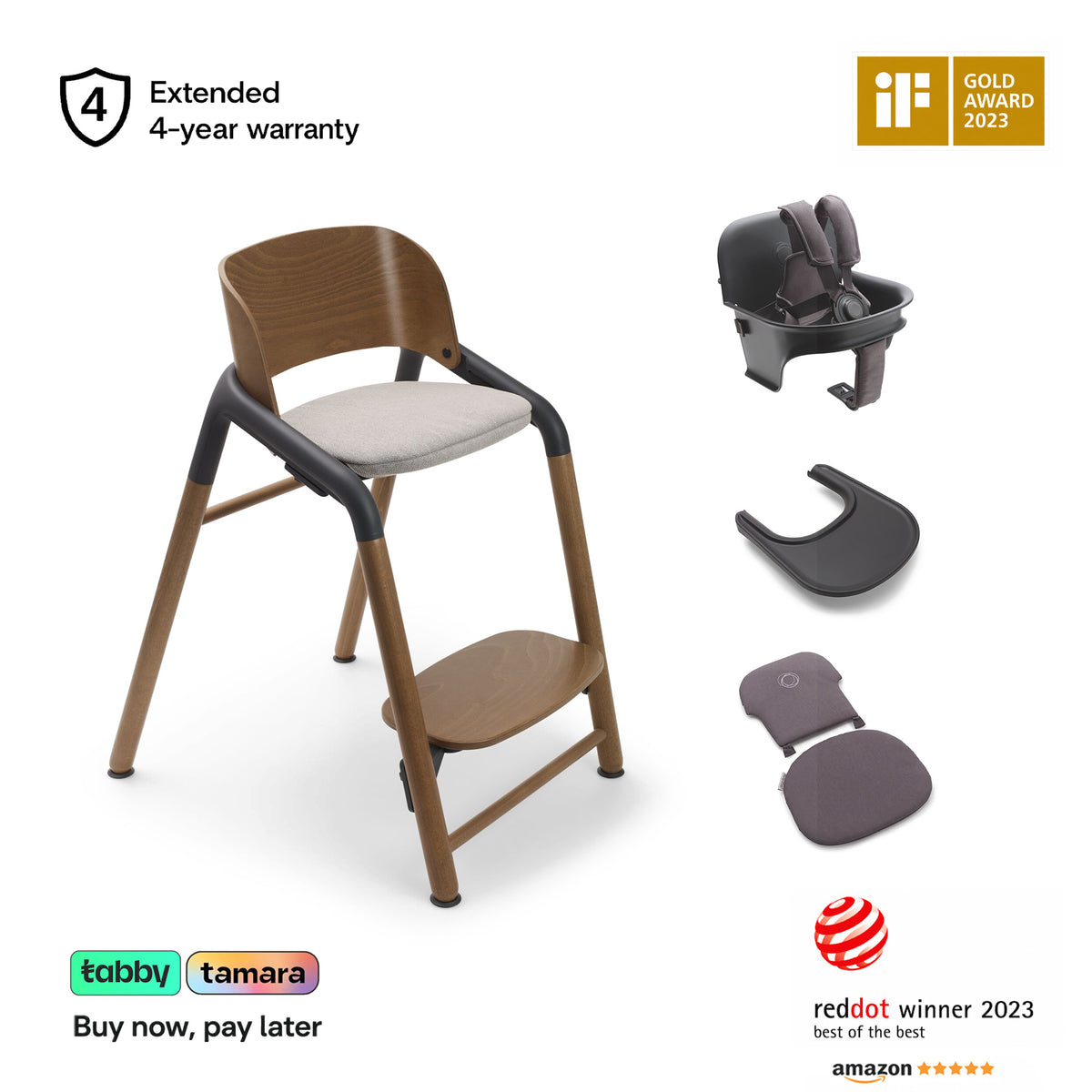 Giraffe High Chair Base with Baby Set, Tray & Pillow Bundle