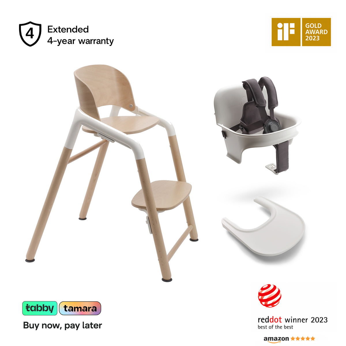 Giraffe High Chair Base with baby set & tray Bundle