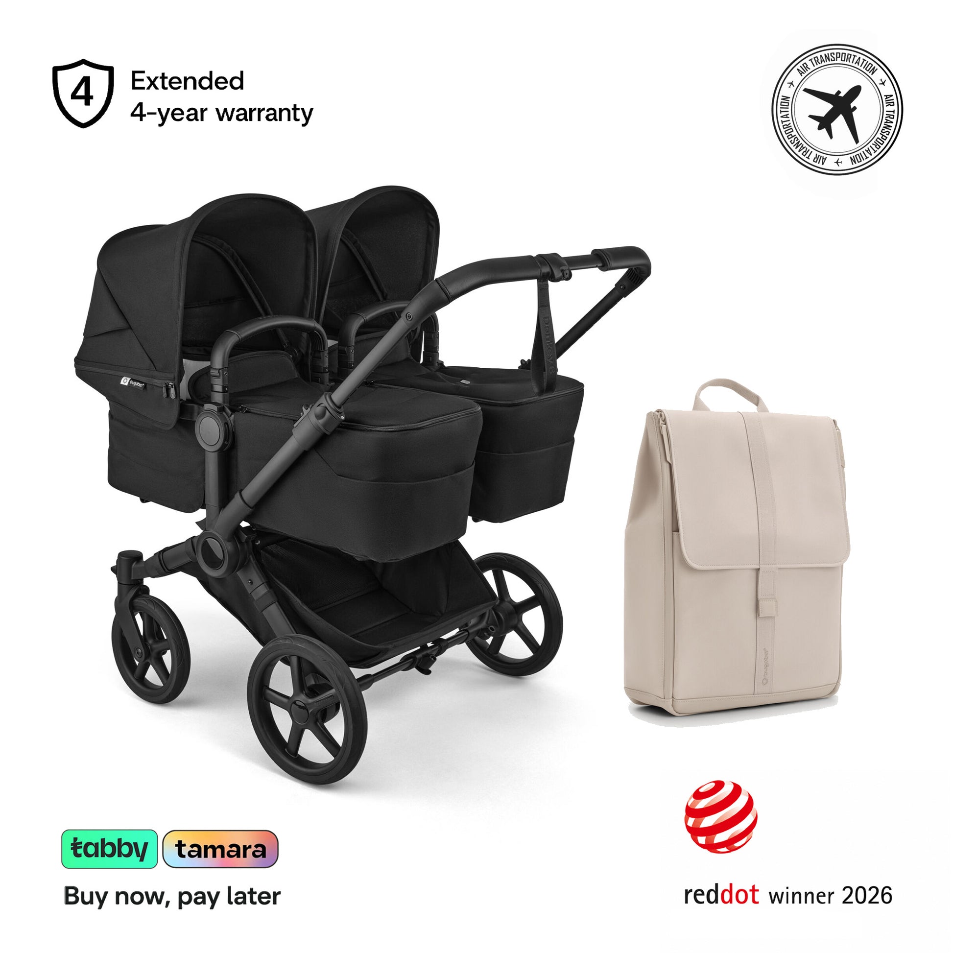 Donkey 6 Twin & Sibling Stroller & Changing Backpack Bundle