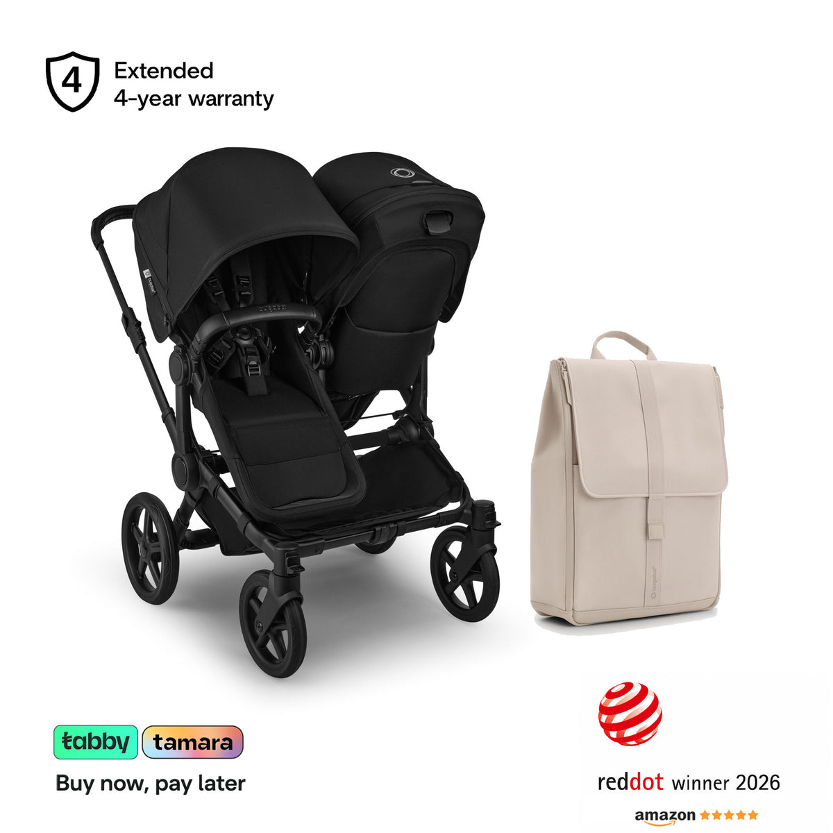 Donkey 6 Duo Sibling Stroller & Changing Backpack Bundle