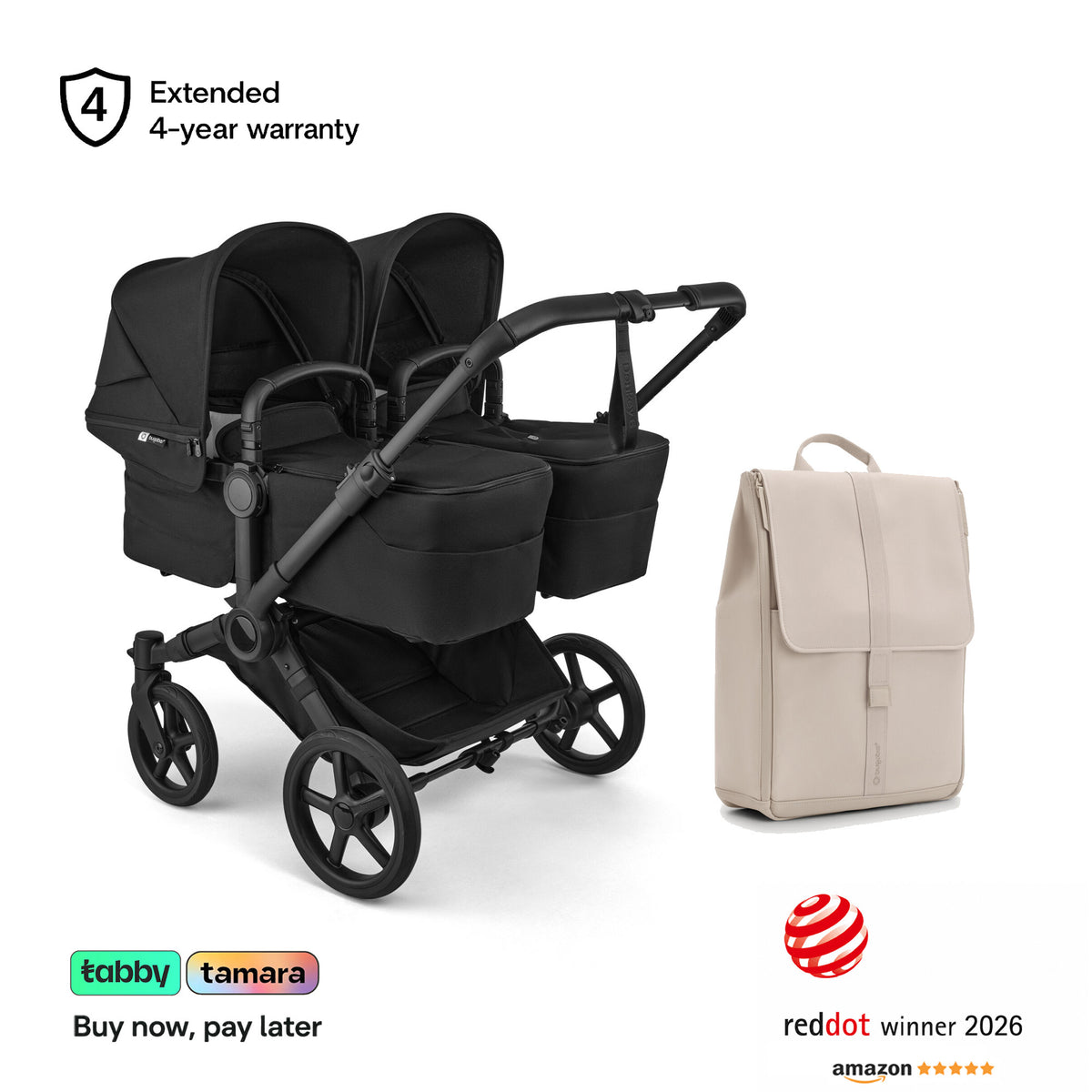 Donkey 6 Twin & Sibling Stroller & Changing Backpack Bundle