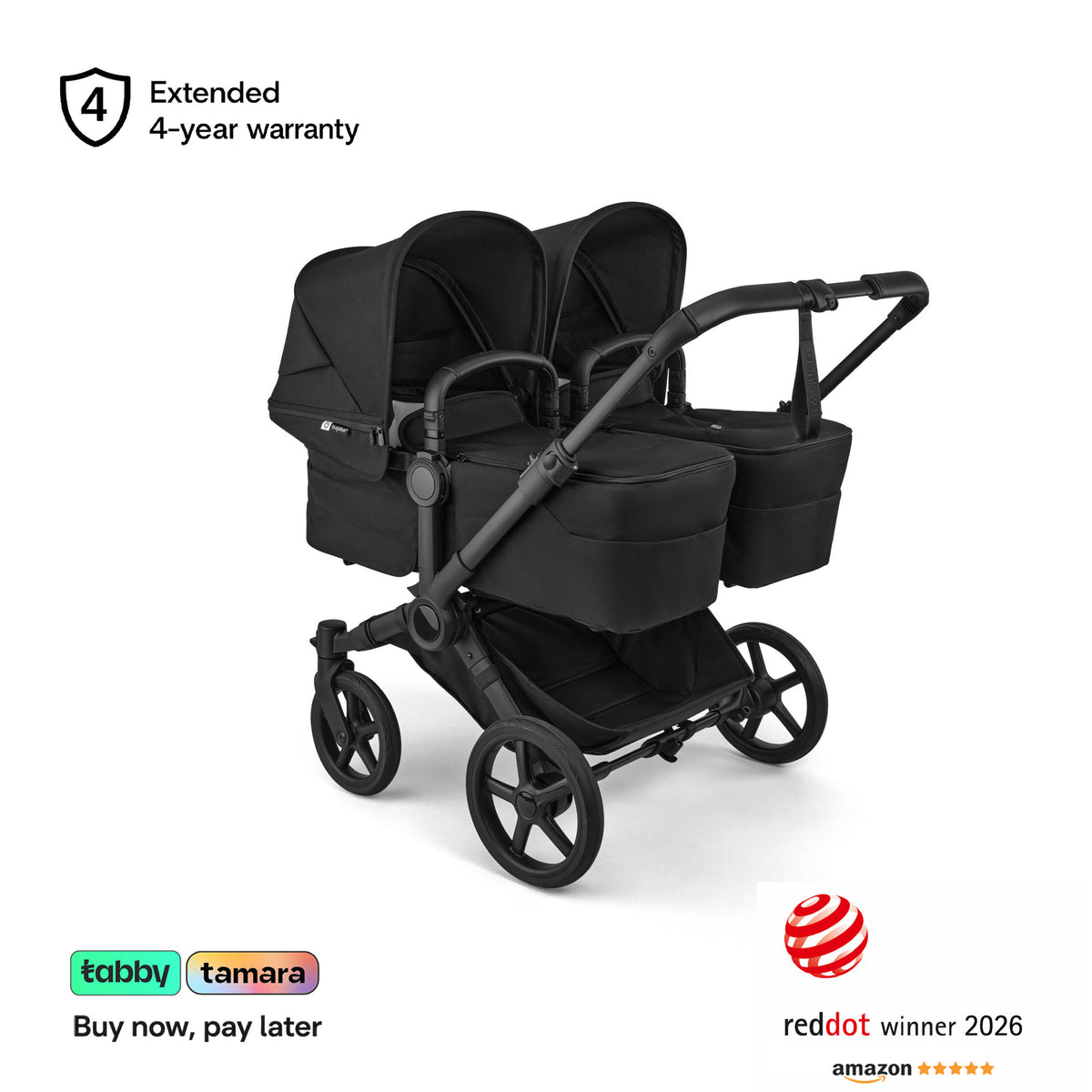 Donkey 6 Twin & Sibling Stroller Bundle (2 Bassinet + 2 Toddler Seats)