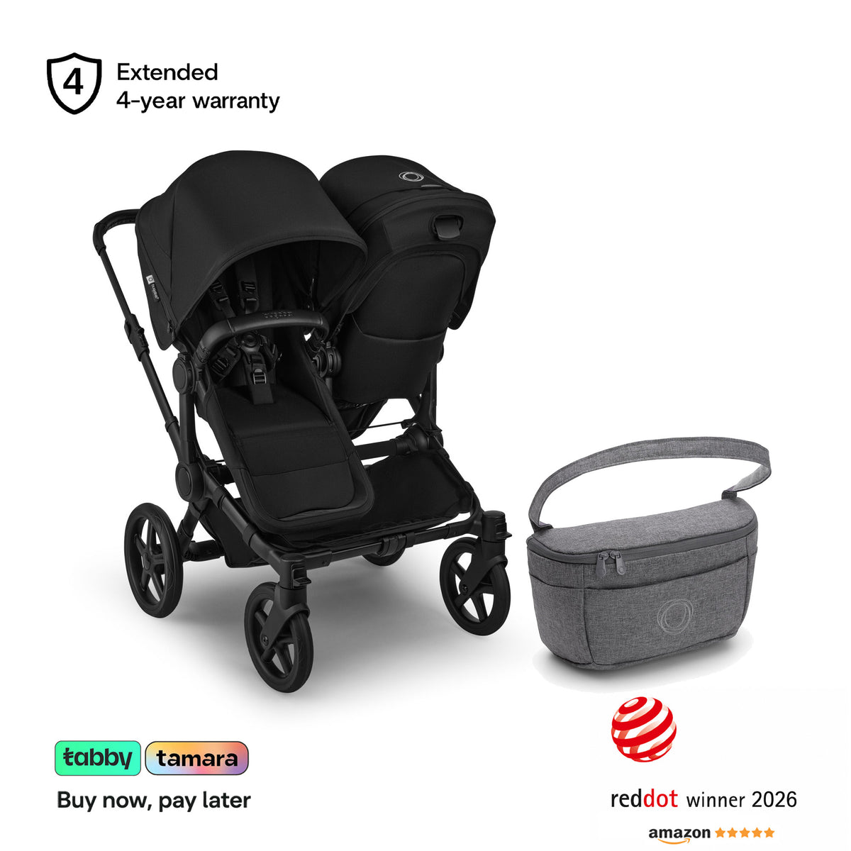 Donkey 6 Duo Sibling Stroller & Grey Organizer Bundle