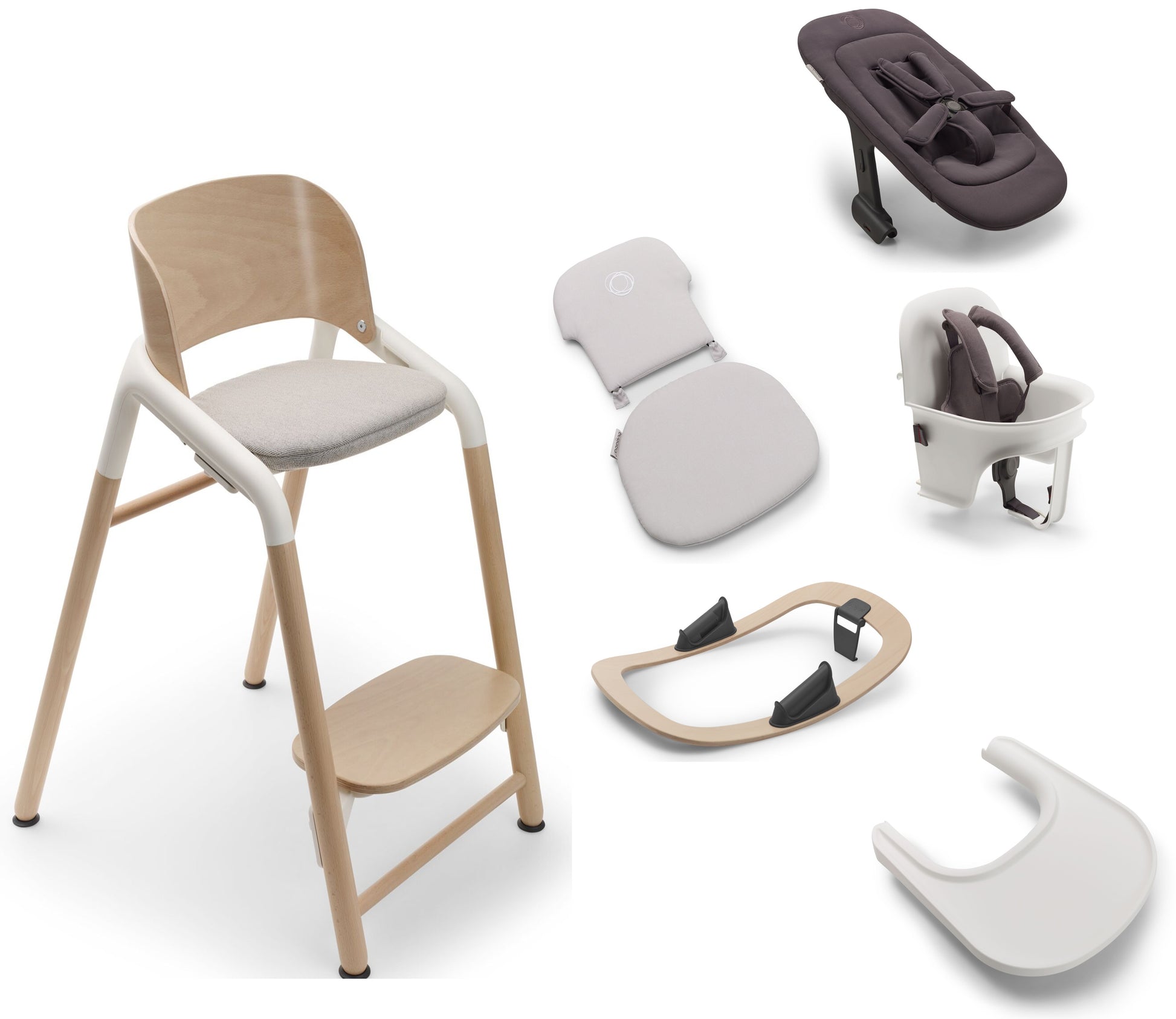 Giraffe High Chair Base with Newborn & Baby Sets, Rocker Frame, Tray & Pillow Bundle