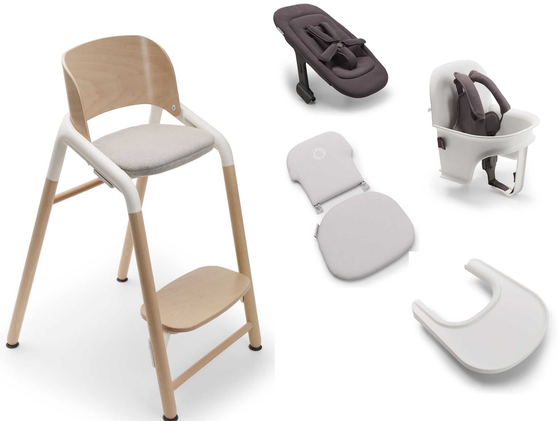 Giraffe High Chair Base with Newborn, Baby Set, Tray & Pillow Bundle
