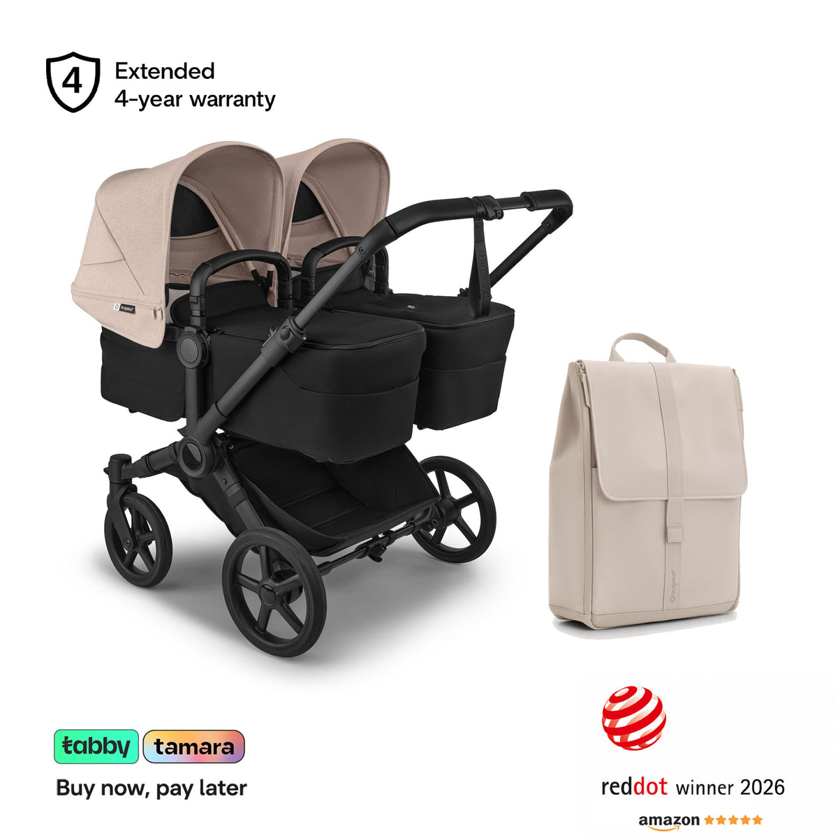 Donkey 6 Twin & Sibling Stroller & Changing Backpack Bundle