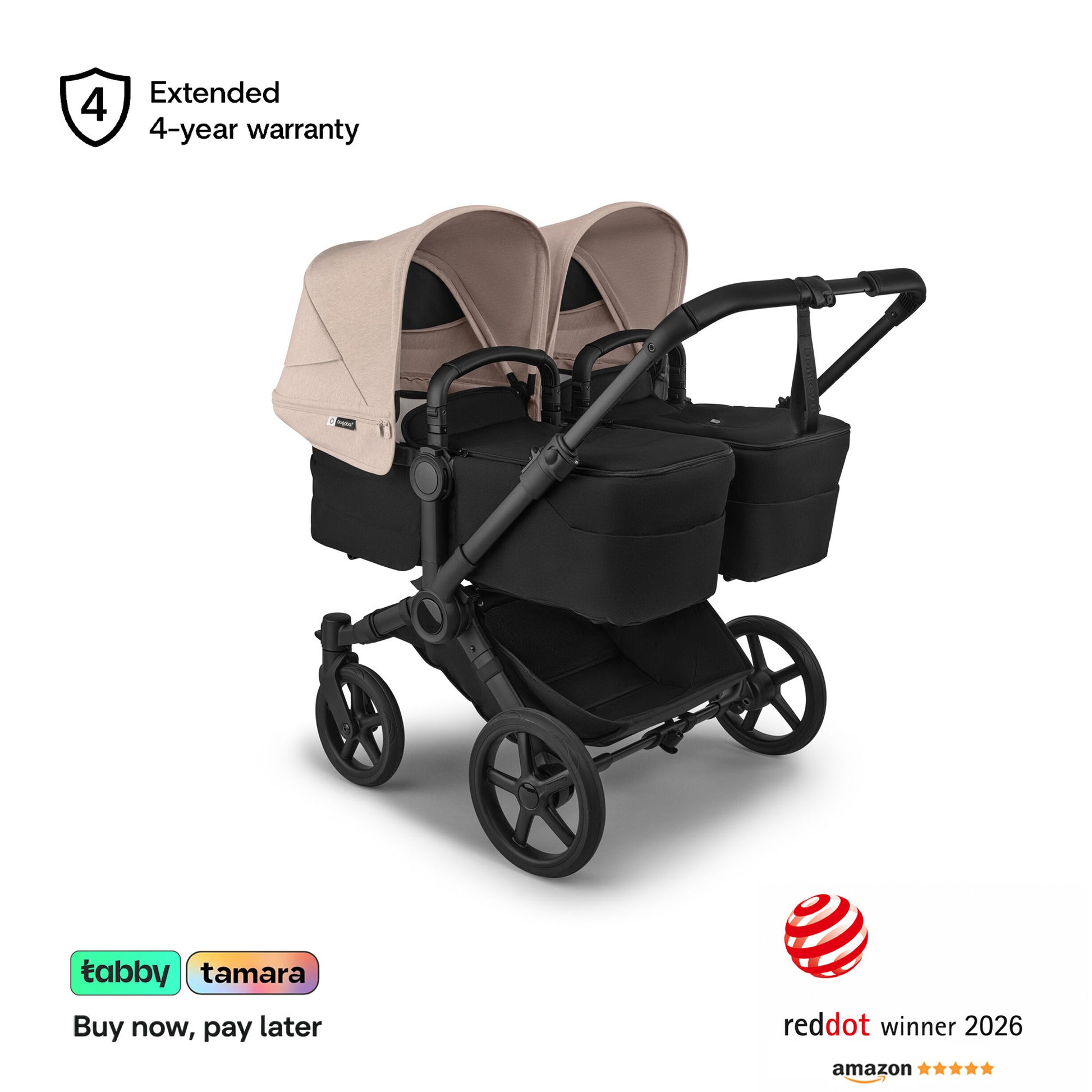 Donkey 6 Twin & Sibling Stroller Bundle (2 Bassinet + 2 Toddler Seats)