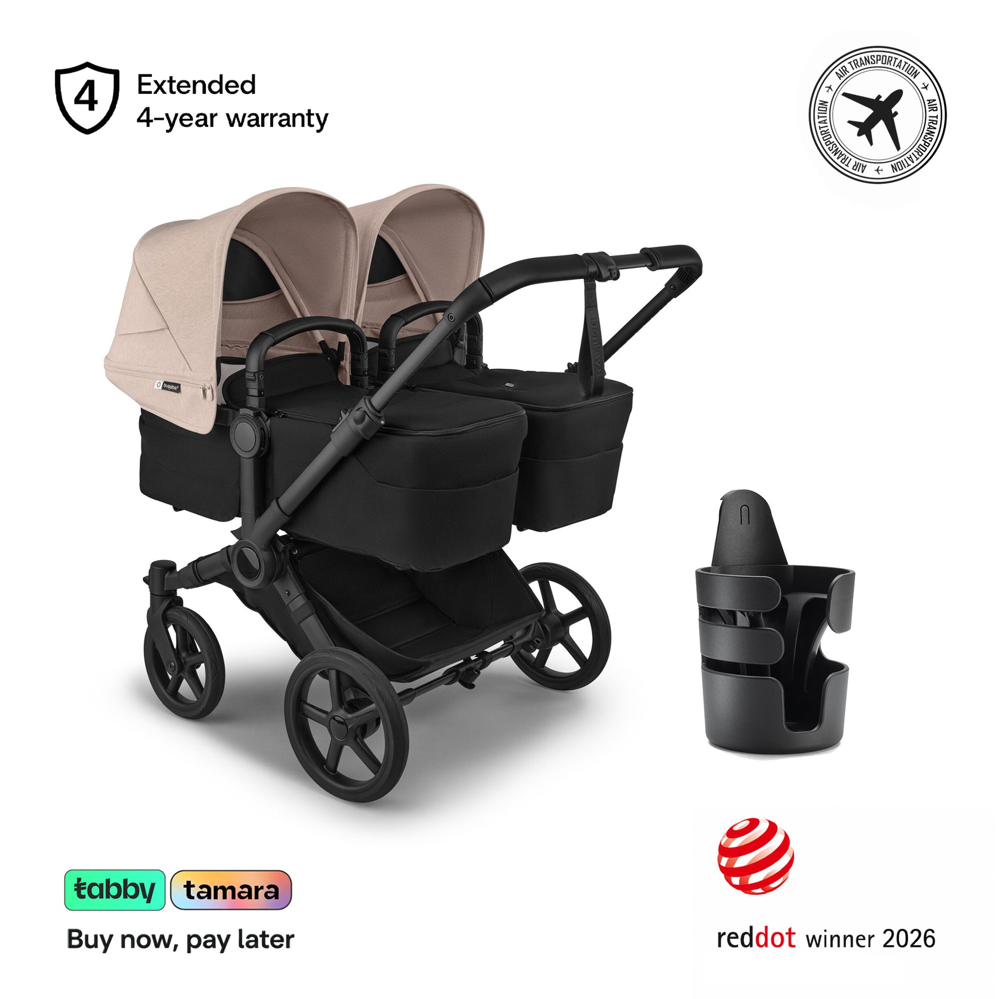 Donkey 6 Twin & Sibling Stroller & Cup Holder Bundle