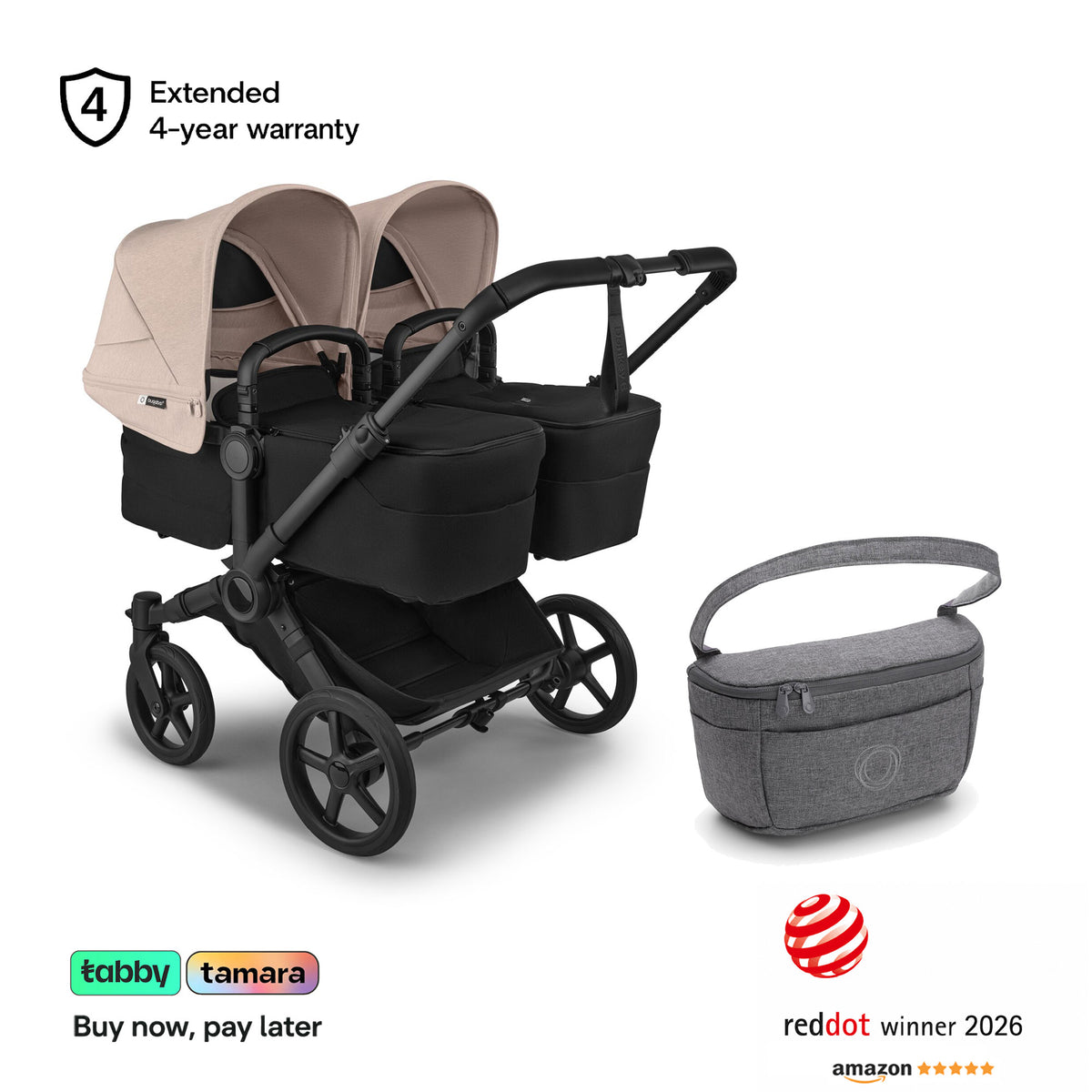 Donkey 6 Twin & Sibling Stroller & Grey Organizer Bundle