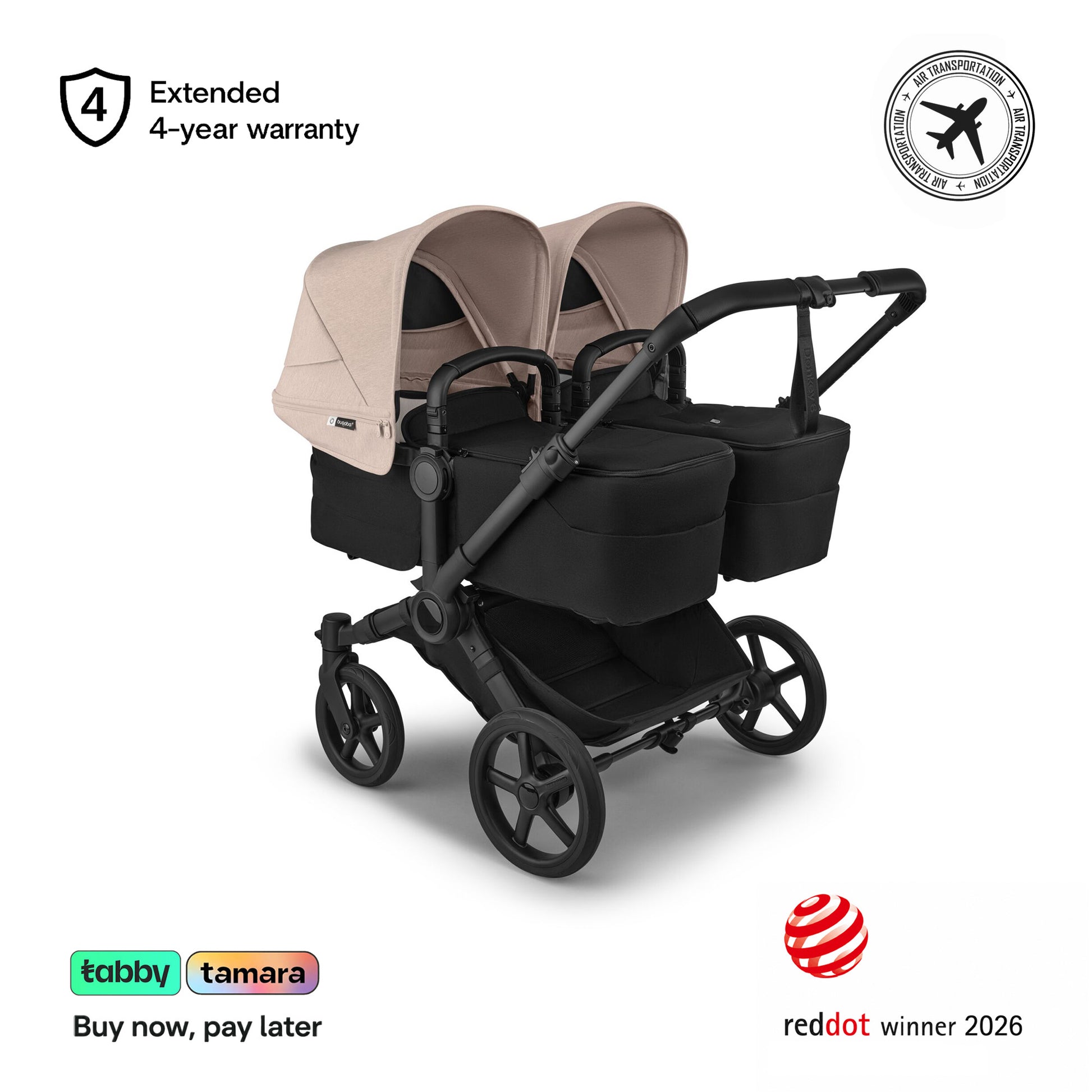 Donkey 6 Twin & Sibling Stroller Bundle (2 Bassinet + 2 Toddler Seats)