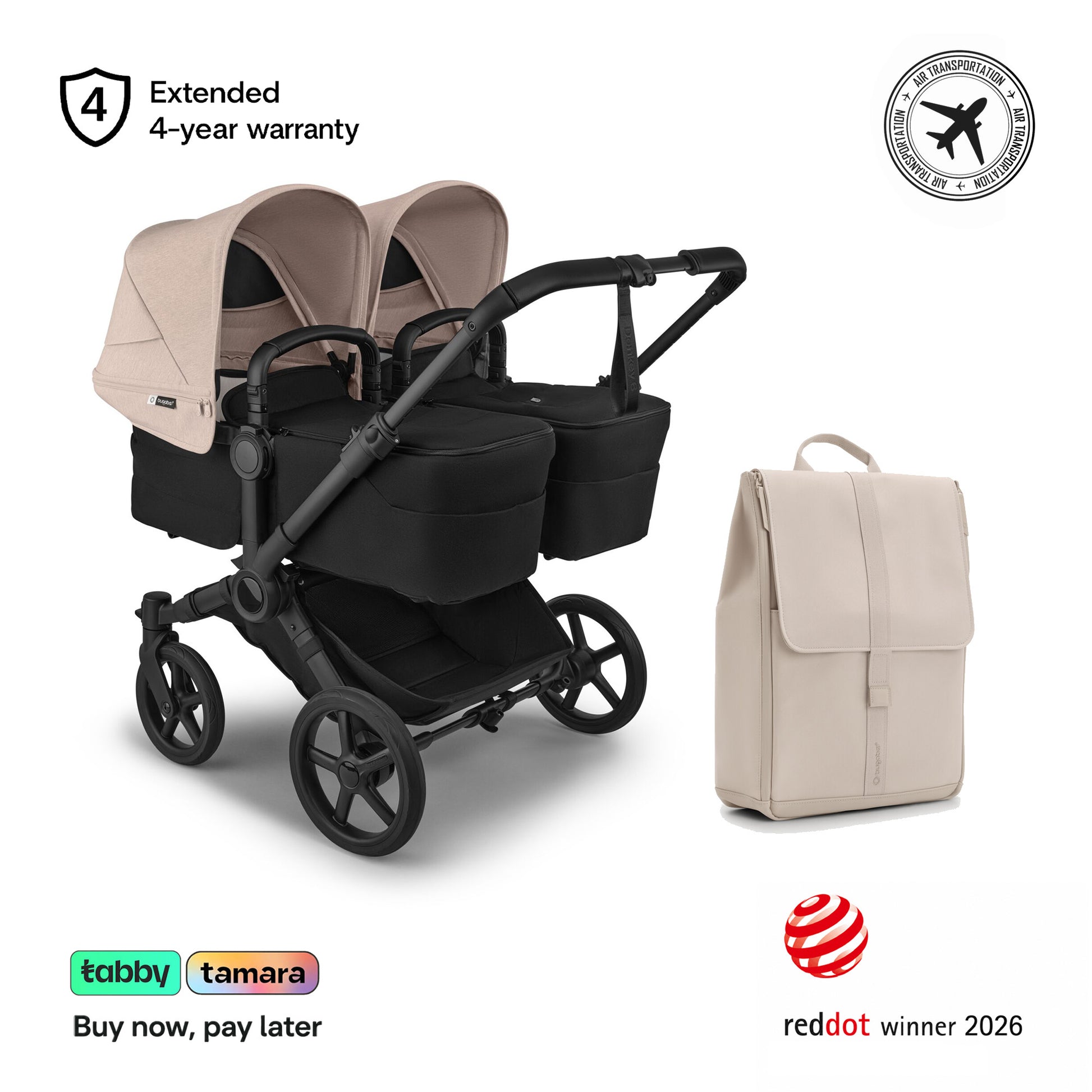 Donkey 6 Twin & Sibling Stroller & Changing Backpack Bundle