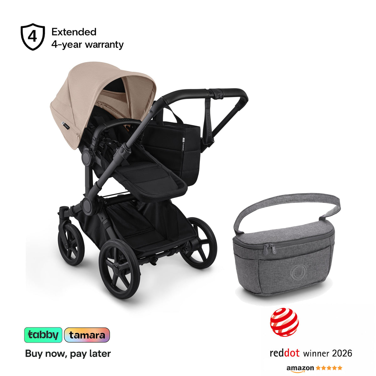 Donkey 6 Duo Sibling Stroller & Grey Organizer Bundle
