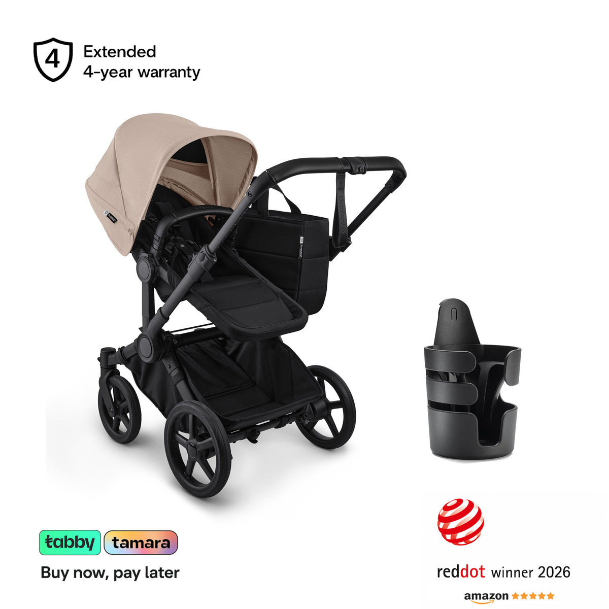 Donkey 6 Duo Sibling Stroller & Cup Holder Bundle