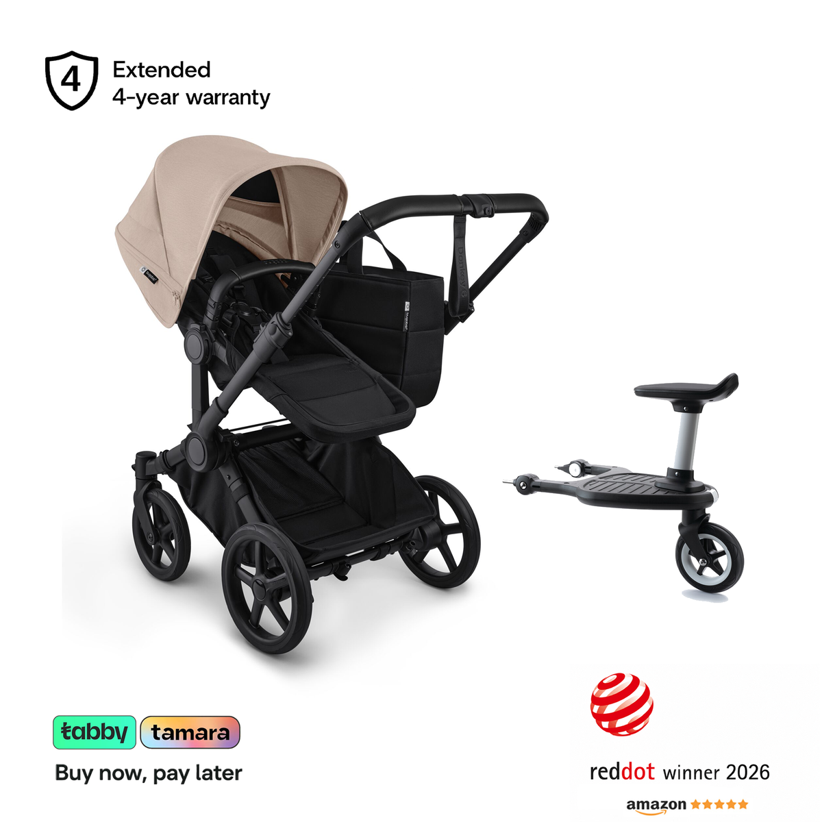 Donkey 6 Duo Sibling Stroller & Wheel Board Bundle