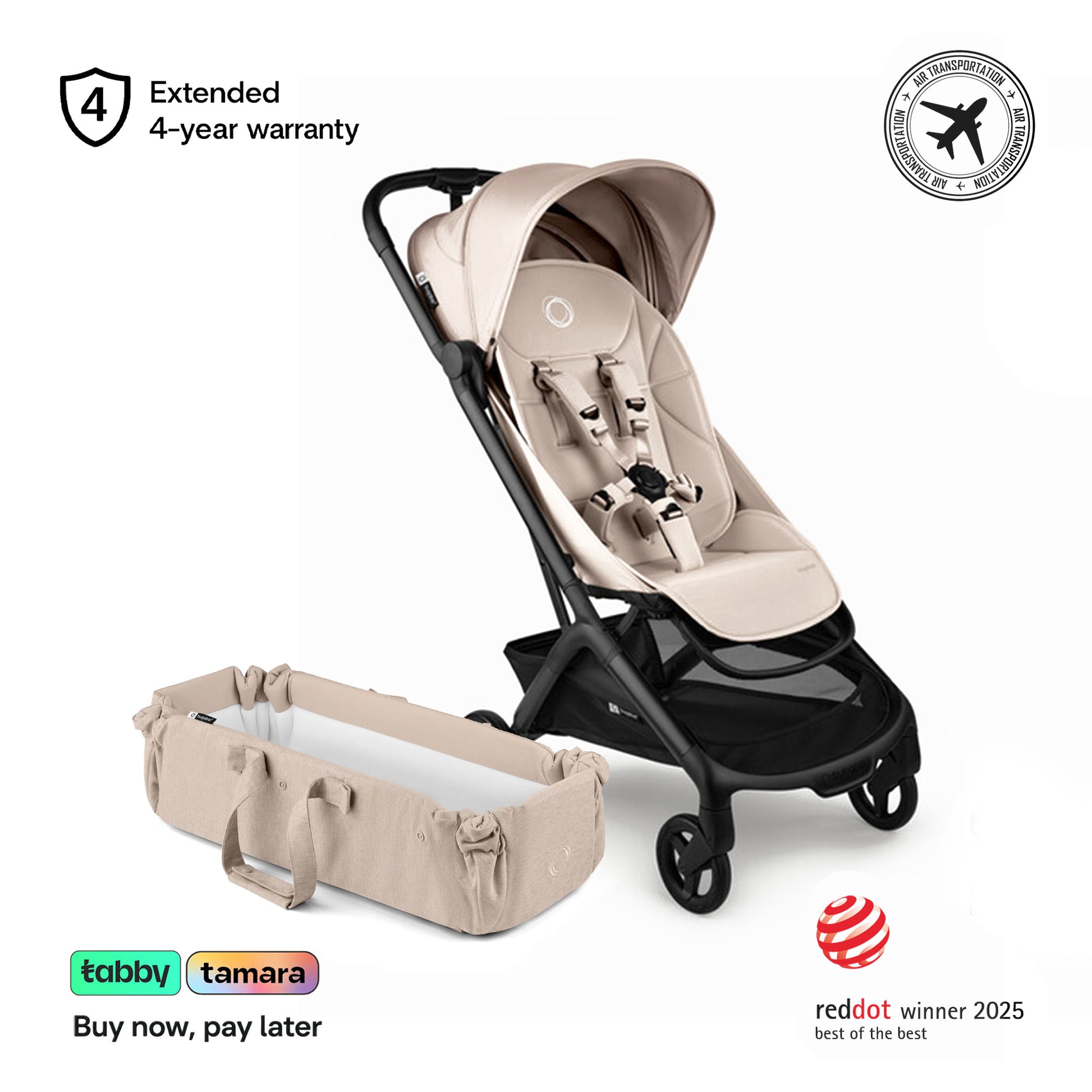 Butterfly 2 Stroller & Baby Nest Bundle Taupe