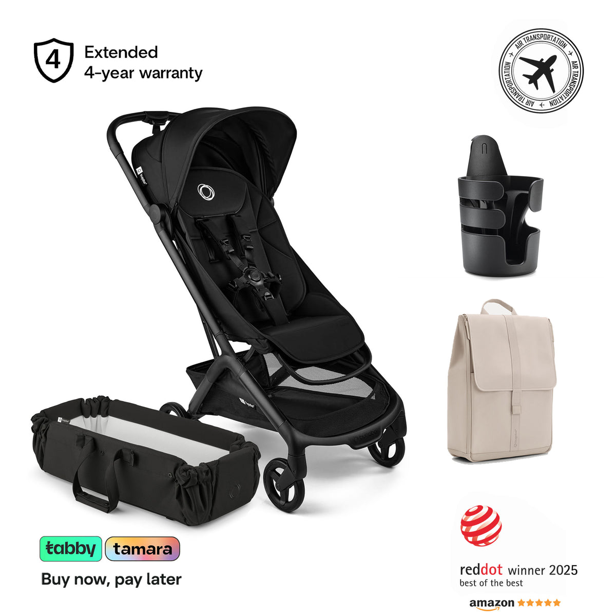 Butterfly 2 Stroller, baby nest, cup holder, changing backpack Bundle