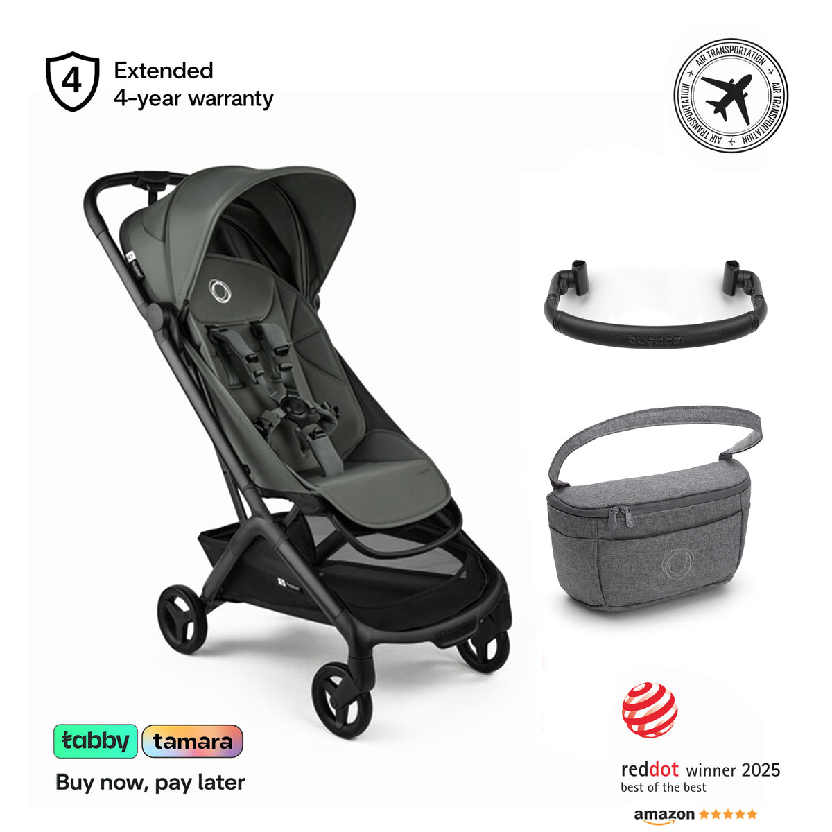 Butterfly 2 Stroller, Bumper Bar & Grey Organizer Bundle
