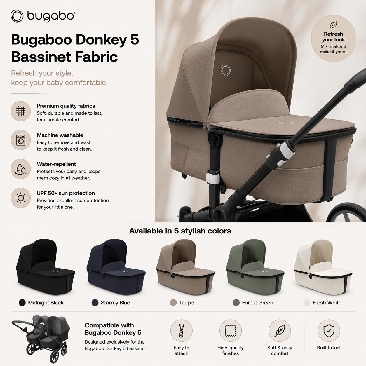 Donkey 6 Bassinet Fabric (1 Bassinet Complete exclude seat / bassinet frame)
