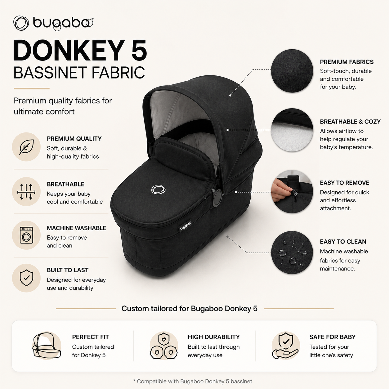 Donkey 6 Bassinet Fabric (1 Bassinet Complete exclude seat / bassinet frame)